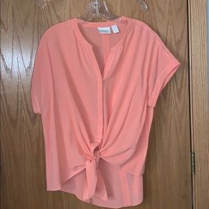 Chico’s tie front button down top peach color